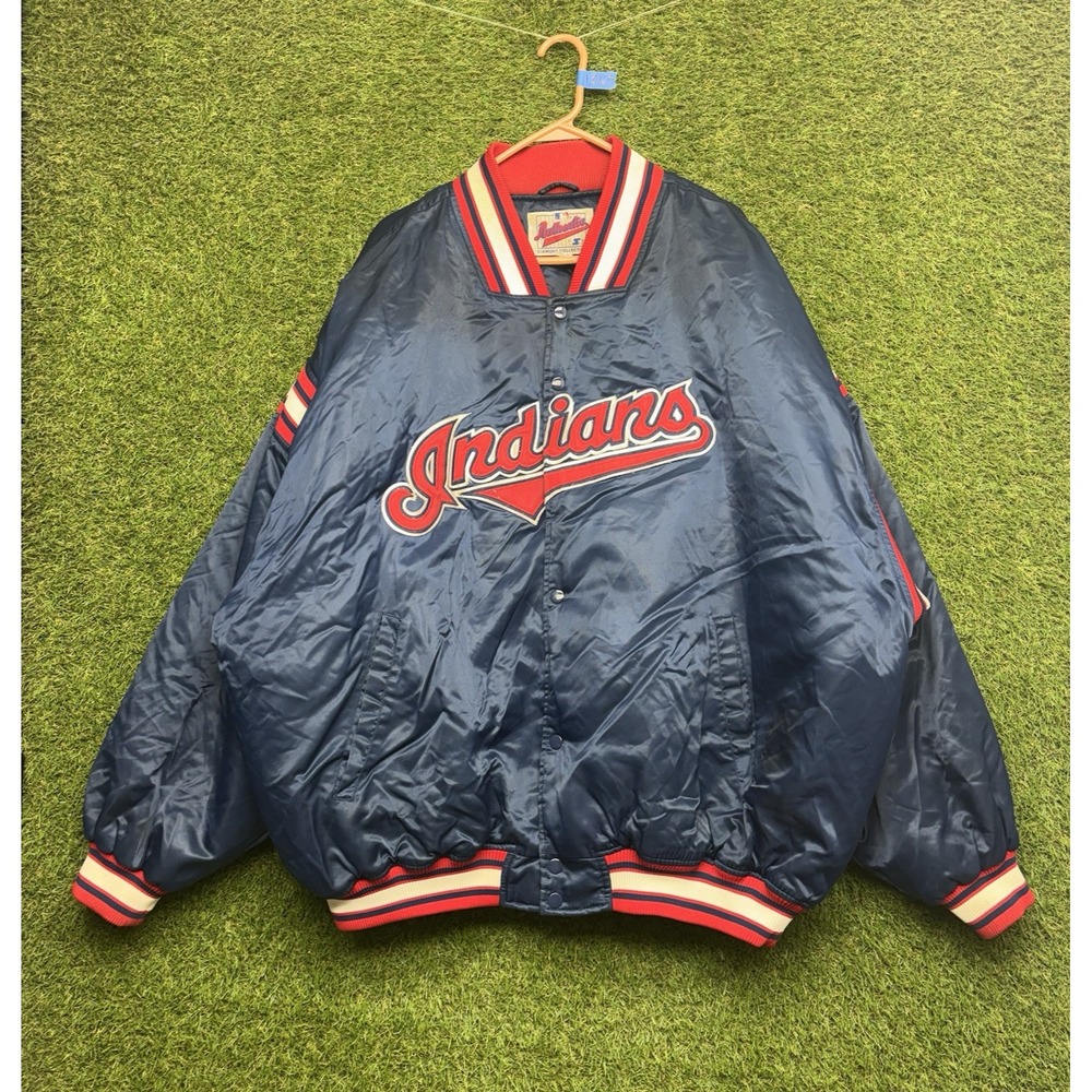 Vintage Cleveland Indians Jacket Mens 5XL Red MLB Baseball Starter Satin 90s